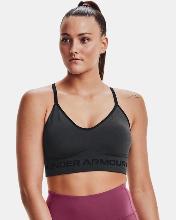 Women's UA Seamless Low Long Heather Sports Bra in Gray image number 2